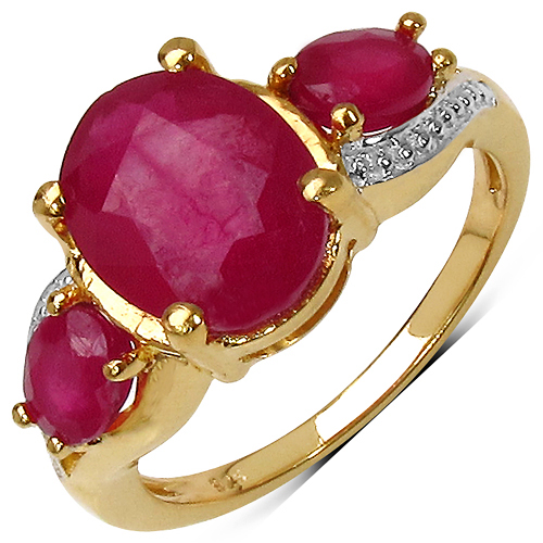 Ruby-3.86 Carat Glass Filled Ruby .925 Sterling Silver Ring