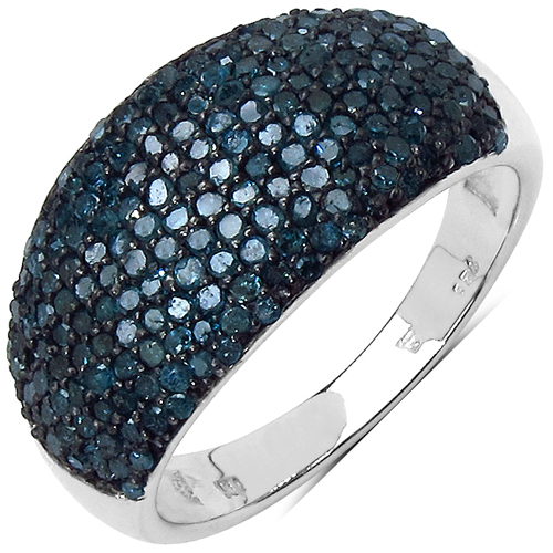 Diamond-0.99 Carat Genuine Blue Diamond Sterling Silver Ring