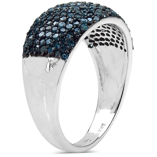 0.99 Carat Genuine Blue Diamond Sterling Silver Ring