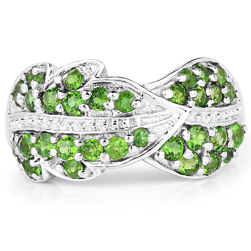 1.11 Carat Genuine Chrome Diopside .925 Sterling Silver Ring