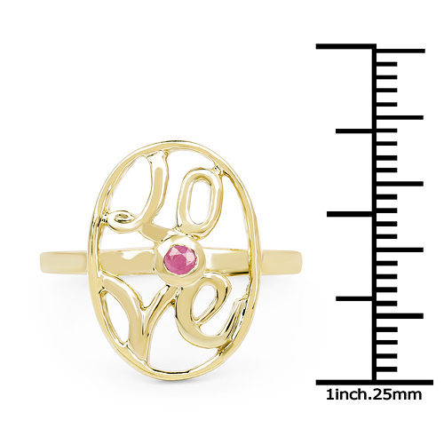 14K Yellow Gold Plated 0.08 Carat Genuine Ruby .925 Sterling Silver Ring