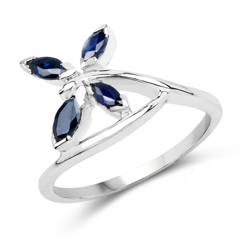 0.47 Carat Genuine Blue Sapphire .925 Sterling Silver Ring