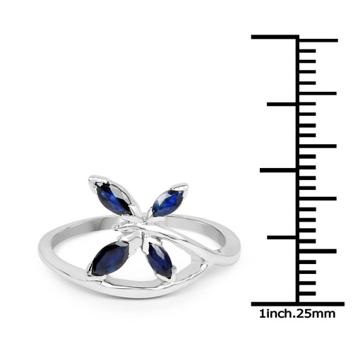 0.47 Carat Genuine Blue Sapphire .925 Sterling Silver Ring