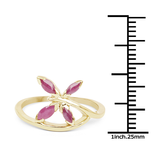 14K Yellow Gold Plated 0.52 Carat Genuine Ruby .925 Sterling Silver Ring