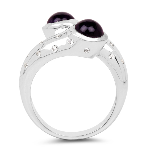 2.31 Carat Genuine Amethyst and White Topaz .925 Sterling Silver Ring
