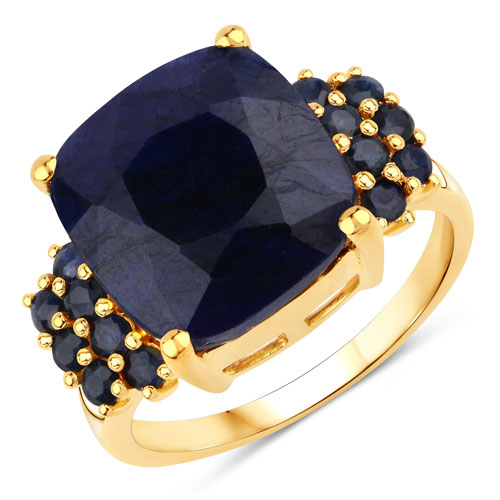 Sapphire-7.56 Carat Dyed Sapphire and Blue Sapphire .925 Sterling Silver Ring