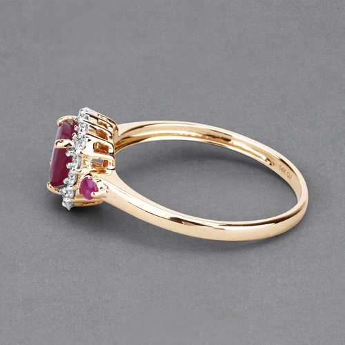 2.00 Carat Glass Filled Ruby and White Diamond 14K Yellow Gold Ring