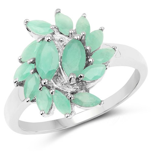 Emerald-1.26 Carat Genuine Emerald .925 Sterling Silver Ring