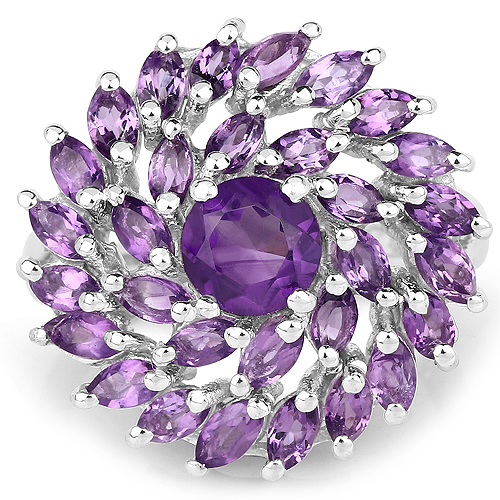 2.83 Carat Genuine Amethyst .925 Sterling Silver Ring