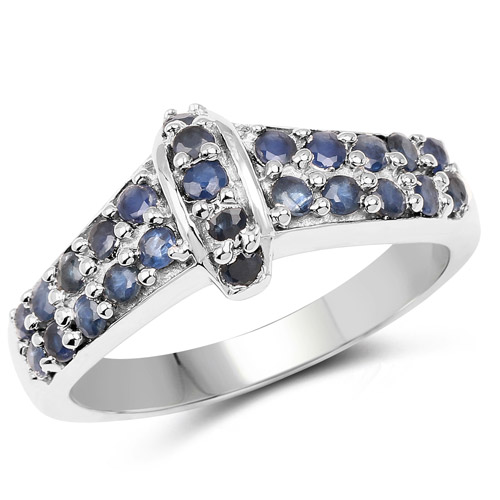 Sapphire-0.88 Carat Genuine Blue Sapphire .925 Sterling Silver Ring
