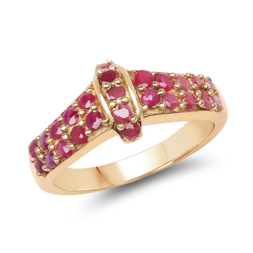 Ruby-14K Yellow Gold Plated 0.95 Carat Genuine Ruby .925 Sterling Silver Ring