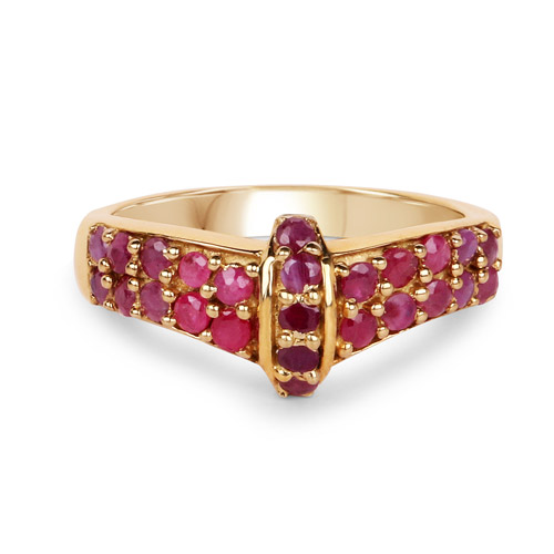 14K Yellow Gold Plated 0.95 Carat Genuine Ruby .925 Sterling Silver Ring