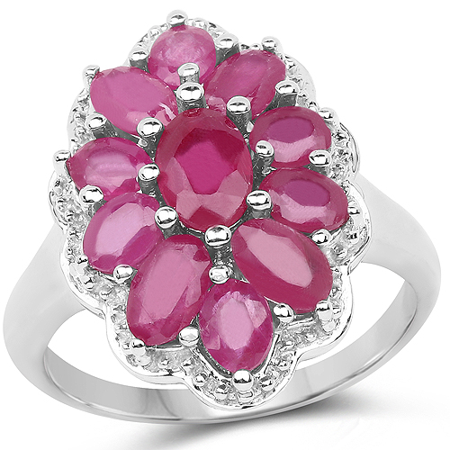 Ruby-3.05 Carat Glass Filled Ruby .925 Sterling Silver Ring