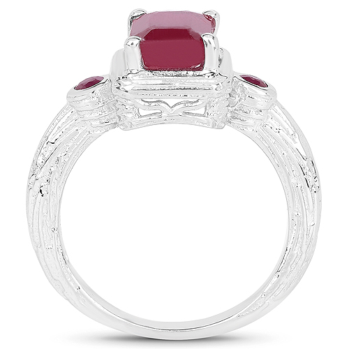 2.01 Carat Glass Filled Ruby .925 Sterling Silver Ring