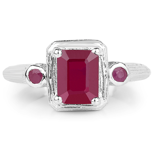 2.01 Carat Glass Filled Ruby .925 Sterling Silver Ring