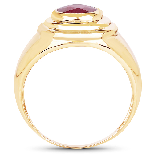 14K Yellow Gold Plated 1.65 Carat Genuine Glass Filled Ruby .925 Sterling Silver Ring