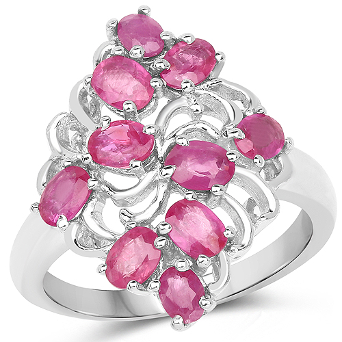 Ruby-2.20 Carat Glass Filled Ruby .925 Sterling Silver Ring