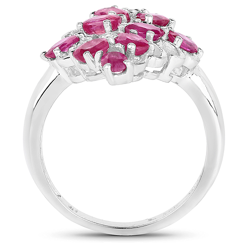 2.20 Carat Glass Filled Ruby .925 Sterling Silver Ring