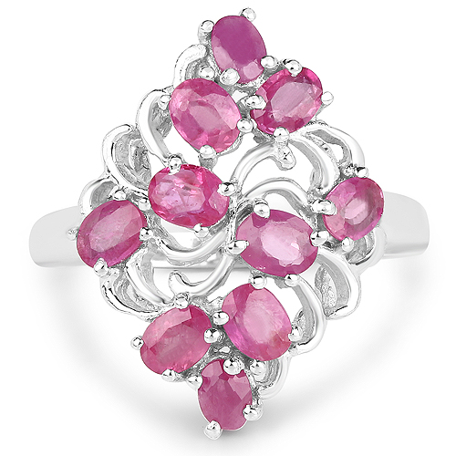 2.20 Carat Glass Filled Ruby .925 Sterling Silver Ring