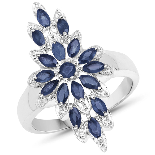 Sapphire-2.06 Carat Genuine Blue Sapphire .925 Sterling Silver Ring