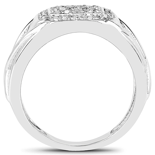 14K White Gold Plated 0.24 Carat Genuine White Diamond .925 Sterling Silver Ring