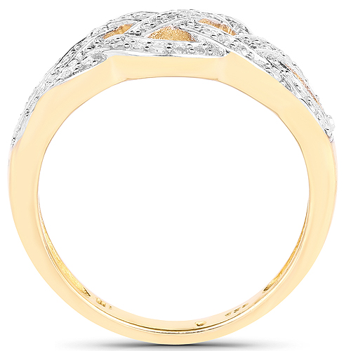 14K Yellow Gold Plated 0.26 Carat Genuine White Diamond .925 Sterling Silver Ring