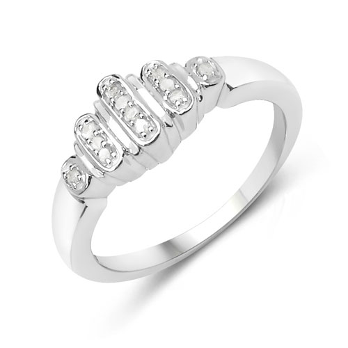 Diamond-0.06 Carat Genuine White Diamond .925 Sterling Silver Ring