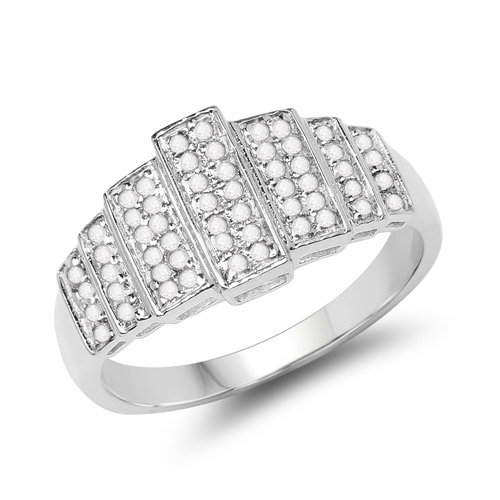 Diamond-14K White Gold Plated 0.26 Carat Genuine White Diamond .925 Sterling Silver Ring