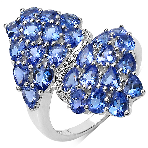 3.64 Carat Genuine Tanzanite .925 Sterling Silver Ring