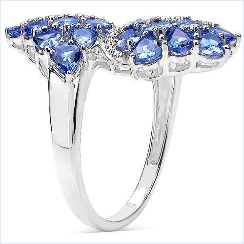 3.64 Carat Genuine Tanzanite .925 Sterling Silver Ring