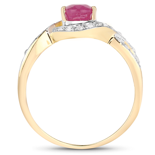 0.98 Carat Genuine Ruby and White Diamond .925 Sterling Silver Ring