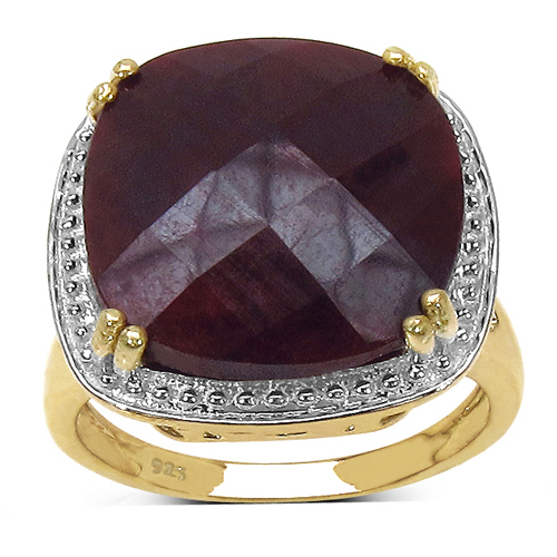 Ruby-13.65 Carat Dyed Ruby .925 Sterling Silver Ring