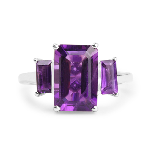 4.68 Carat Genuine Amethyst .925 Sterling Silver Ring