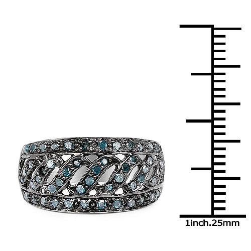 0.60 Carat Genuine Blue Diamond .925 Sterling Silver Ring