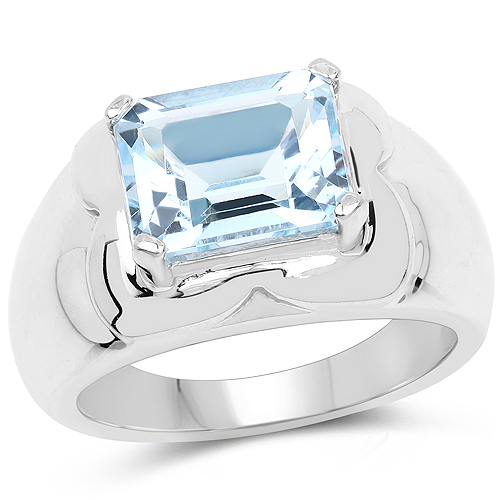 Rings-3.89 Carat Genuine Blue Topaz .925 Sterling Silver Ring