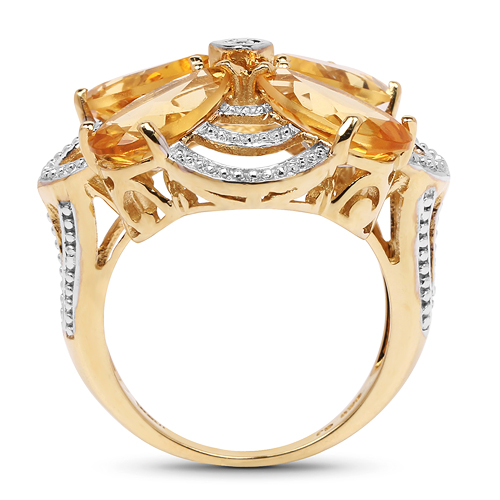 14K Yellow Gold Plated 8.80 Carat Genuine Citrine .925 Sterling Silver Ring