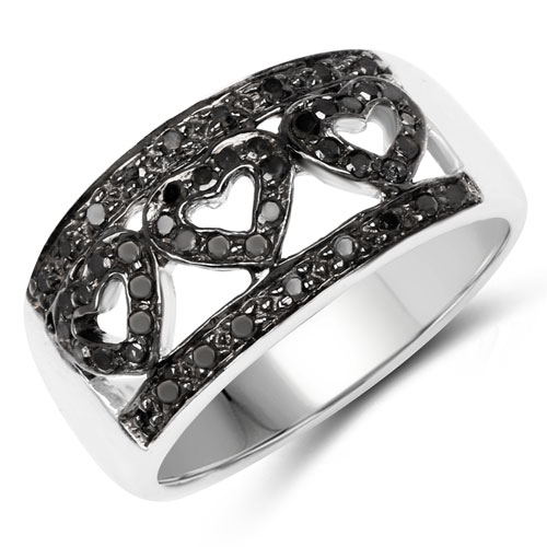 Diamond-0.32 Carat Genuine Black Diamond .925 Sterling Silver Ring