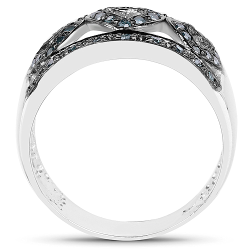 0.32 Carat Genuine Blue Diamond .925 Sterling Silver Ring