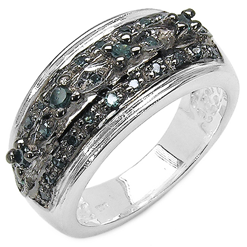 Diamond-0.27 Carat Genuine Blue Diamond .925 Sterling Silver Ring