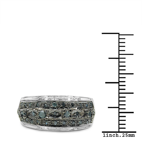 0.27 Carat Genuine Blue Diamond .925 Sterling Silver Ring