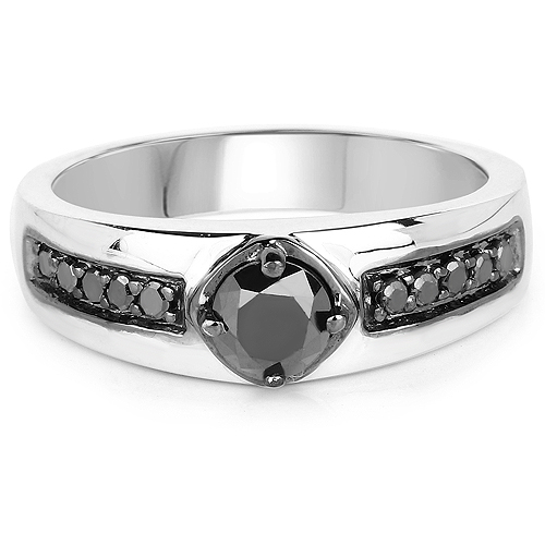 0.65 Carat Genuine Black Diamond .925 Sterling Silver Ring