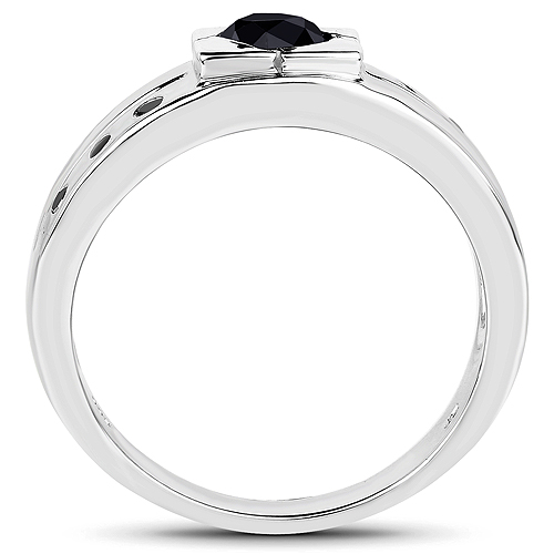 0.56 Carat Genuine Black Diamond .925 Sterling Silver Ring