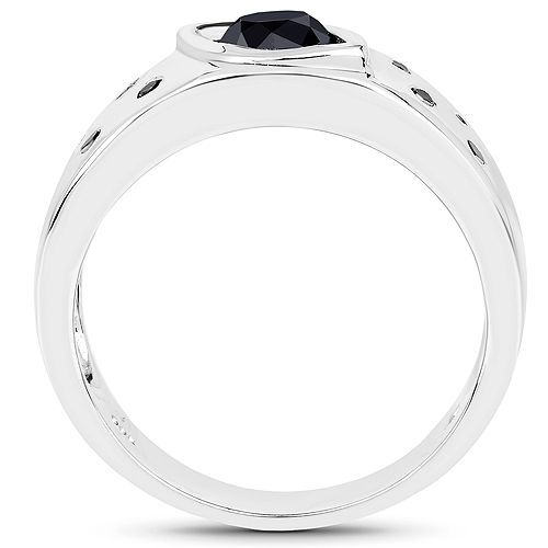 0.59 Carat Genuine Black Diamond .925 Sterling Silver Ring