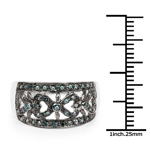 0.33 Carat Genuine Blue Diamond .925 Sterling Silver Ring
