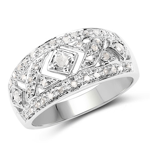 Diamond-0.27 Carat Genuine White Diamond .925 Sterling Silver Ring