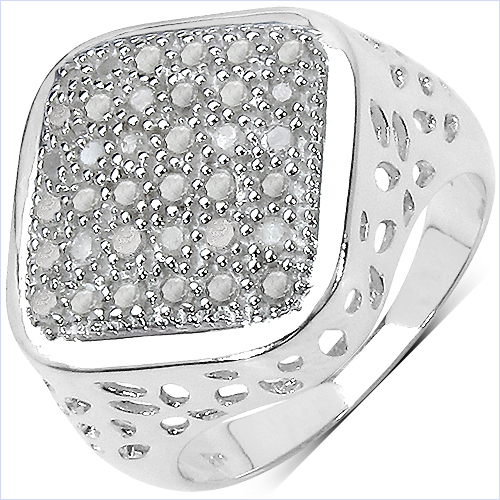 Diamond-0.54 Carat Genuine White Diamond .925 Sterling Silver Ring