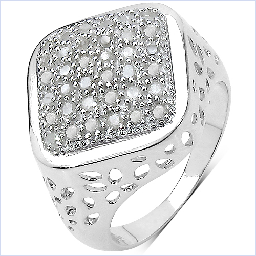 0.54 Carat Genuine White Diamond .925 Sterling Silver Ring