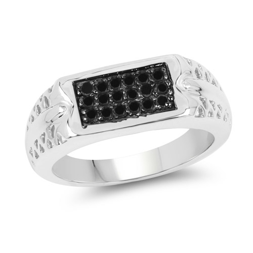 Diamond-0.27 Carat Genuine Black Diamond .925 Sterling Silver Ring