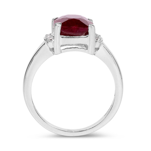 4.05 Carat Dyed Ruby and White Topaz .925 Sterling Silver Ring