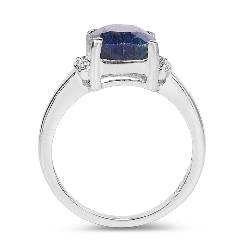 4.05 Carat Dyed Sapphire & White Topaz .925 Sterling Silver Ring
